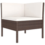 HKH 3 Pcs Conjunto Lounge Jardim C/ Almofadões Vime Pe Castanho - Marrom