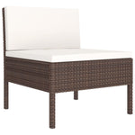 HKH 3 Pcs Conjunto Lounge Jardim C/ Almofadões Vime Pe Castanho - Marrom