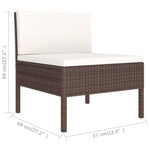 HKH 3 Pcs Conjunto Lounge Jardim C/ Almofadões Vime Pe Castanho - Marrom
