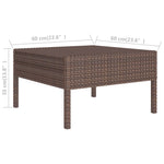 HKH 3 Pcs Conjunto Lounge Jardim C/ Almofadões Vime Pe Castanho - Marrom