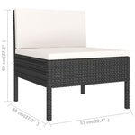 HKH 3 Pcs Conjunto Lounge para Jardim C/ Almofadões Vime Pe - Preto