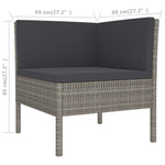 HKH 2 Pcs Conjunto Lounge de Jardim C/ Almofadões Vime Pe Cinzento - Cinzeto