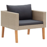 HKH 3 Pcs Conjunto Lounge de Jardim C/ Almofadões Vime Pe - Bege
