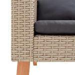 HKH 3 Pcs Conjunto Lounge de Jardim C/ Almofadões Vime Pe - Bege