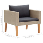 HKH 3 Pcs Conjunto Lounge de Jardim C/ Almofadões Vime Pe - Bege