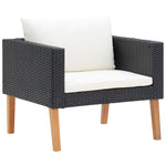 HKH 3 Pcs Conjunto Lounge para Jardim C/ Almofadões Vime Pe - Preto