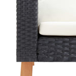 HKH 3 Pcs Conjunto Lounge para Jardim C/ Almofadões Vime Pe - Preto