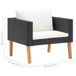 HKH 3 Pcs Conjunto Lounge para Jardim C/ Almofadões Vime Pe - Preto
