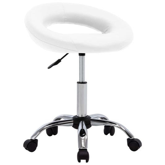 HKH Cadeira de Trabalho com Rodas em Couro Artificial - Branco