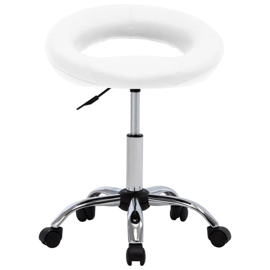 HKH Cadeira de Trabalho com Rodas em Couro Artificial - Branco