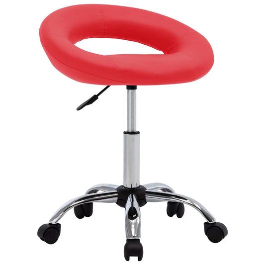 HKH Cadeira de Trabalho com Rodas em Couro Artificial - Vermelho
