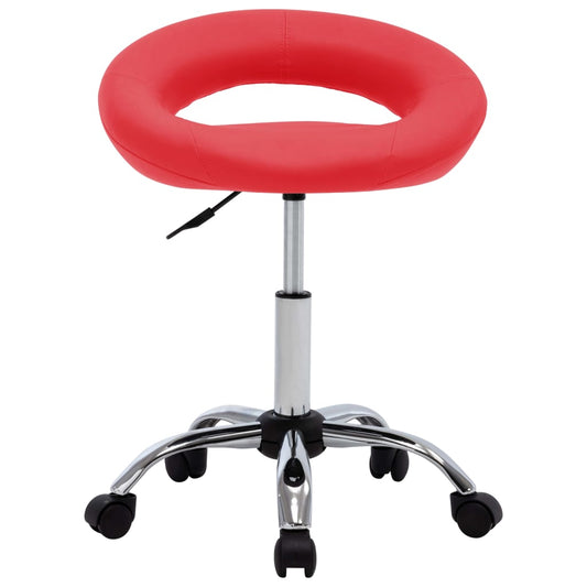 HKH Cadeira de Trabalho com Rodas em Couro Artificial - Vermelho