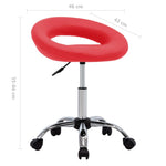 HKH Cadeira de Trabalho com Rodas em Couro Artificial - Vermelho