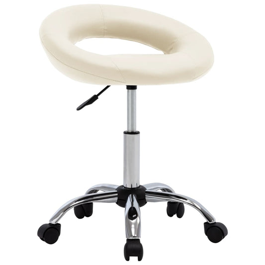 HKH Cadeira de Trabalho com Rodas em Couro Artificial - Creme