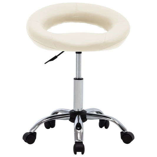 HKH Cadeira de Trabalho com Rodas em Couro Artificial - Creme
