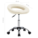 HKH Cadeira de Trabalho com Rodas em Couro Artificial - Creme