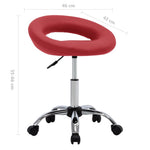 HKH Cadeira de Trabalho com Rodas em Couro Artificial - Vermelho Tinto
