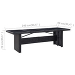 HKH Mesa de Jardim 240x90x74 Cm Vime Pe e Vidro - Preto