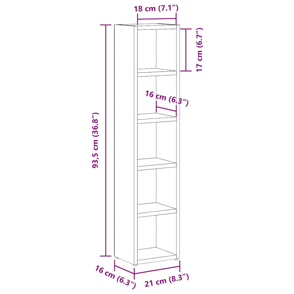 HKH Armarios para CD 2 Piezas - 21x16x93,5 Cm - Negro
