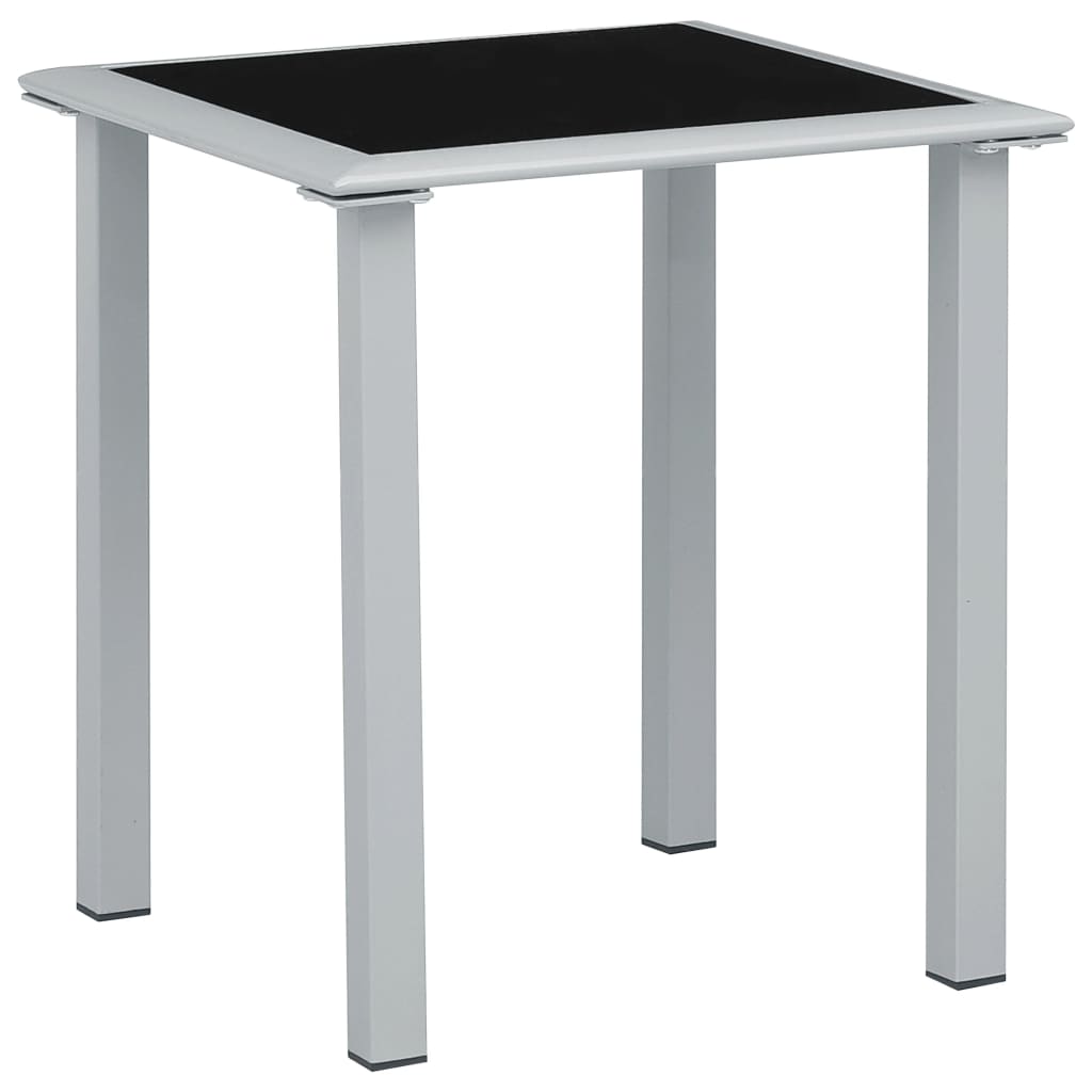 HKH Mesa de Jardín 41x41x45 Cm Acero Plateado y Cristal - Negro