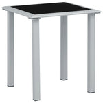 HKH Mesa de Jardim 41x41x45 Cm Aço Prateado e Vidro - Preto
