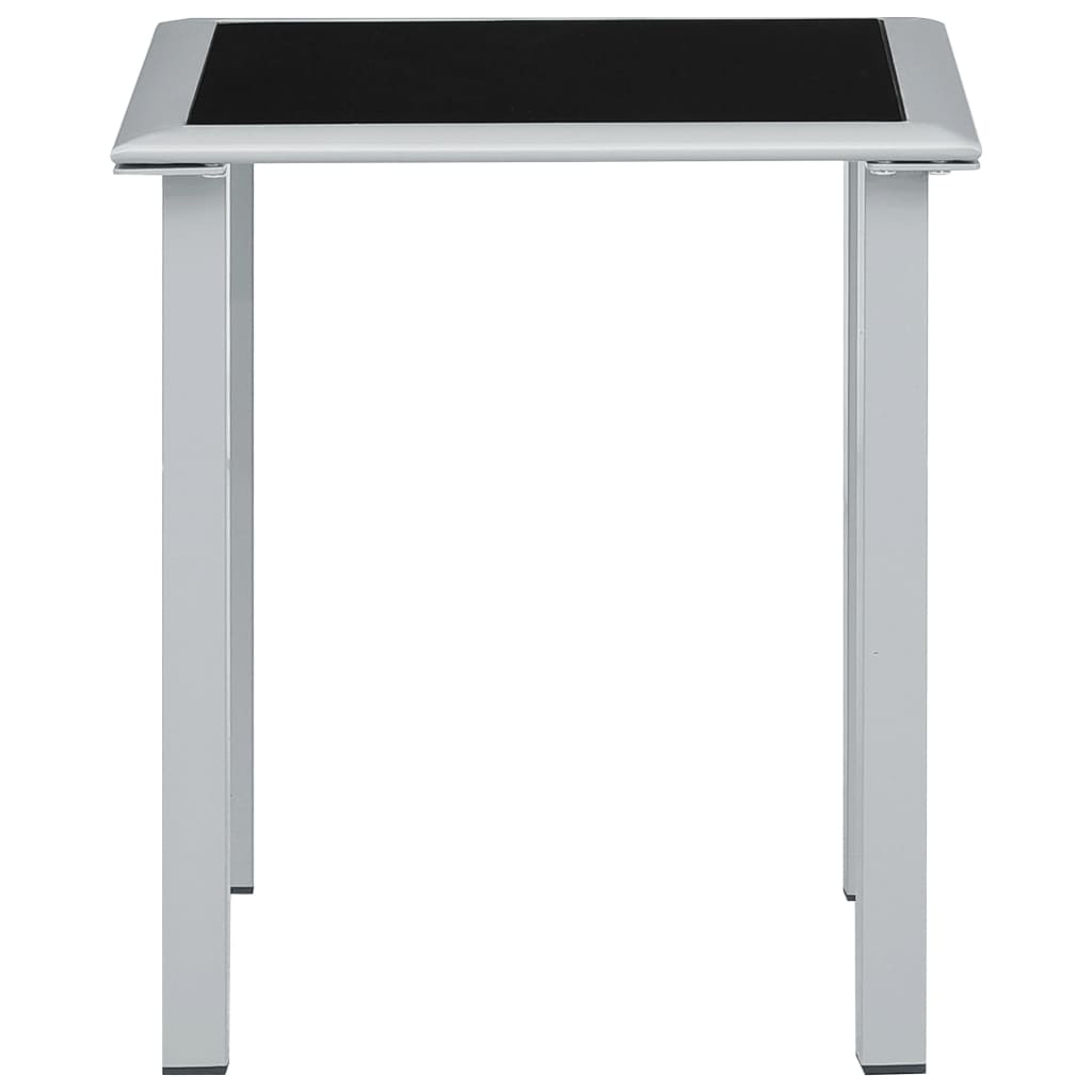 HKH Mesa de Jardín 41x41x45 Cm Acero Plateado y Cristal - Negro