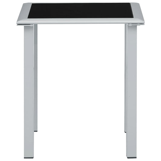 HKH Mesa de Jardim 41x41x45 Cm Aço Prateado e Vidro - Preto