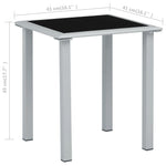 HKH Mesa de Jardim 41x41x45 Cm Aço Prateado e Vidro - Preto