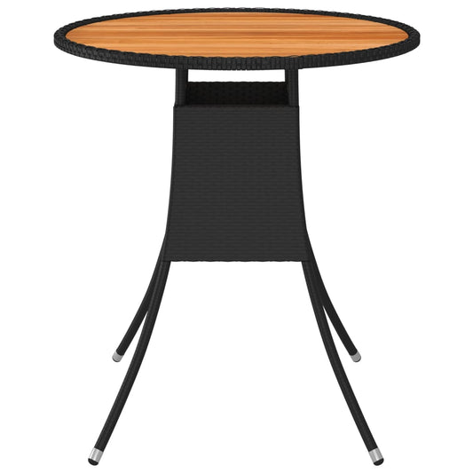 HKH Mesa de Jantar P/ Jardim Ã˜ 70 Cm Vime Pe e Acácia Maciça - Preto