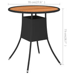 HKH Mesa de Jantar P/ Jardim Ã˜ 70 Cm Vime Pe e Acácia Maciça - Preto