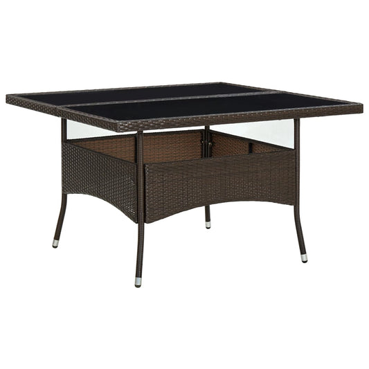 HKH Mesa de Jantar para Exterior Vime Pe e Vidro Castanho - Marrom