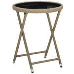 HKH Mesa de Chá 60 Cm Vime Pe e Vidro Temperado - Bege