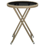 HKH Mesa de Chá 60 Cm Vime Pe e Vidro Temperado - Bege