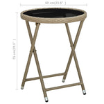 HKH Mesa de Chá 60 Cm Vime Pe e Vidro Temperado - Bege
