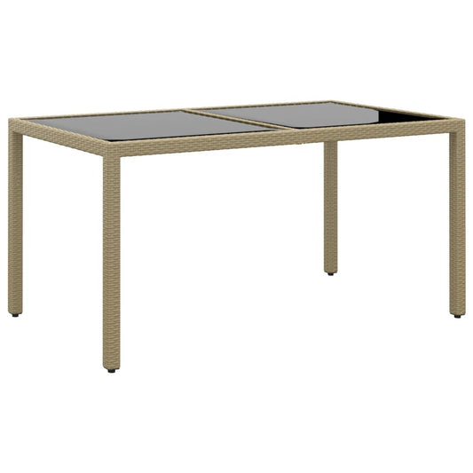 HKH Mesa de Jardim 150x90x75 Cm Vidro Temperado e Vime Pe - Bege
