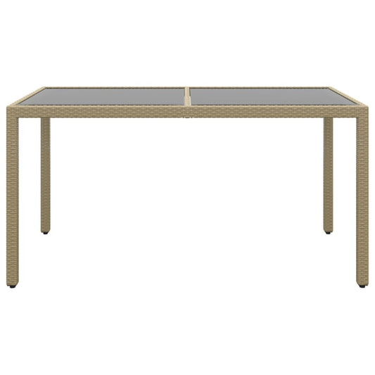 HKH Mesa de Jardim 150x90x75 Cm Vidro Temperado e Vime Pe - Bege