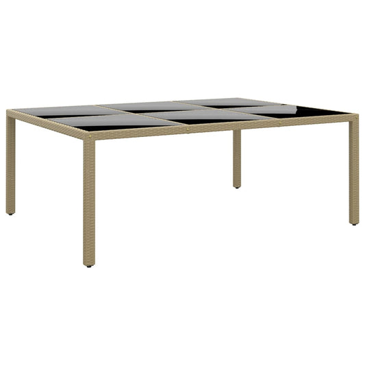 HKH Mesa de Jardim 200x150x75 Cm Vidro Temperado e Vime Pe - Bege