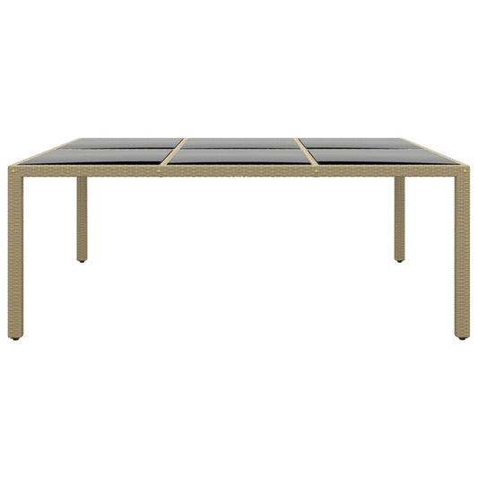 HKH Mesa de Jardim 200x150x75 Cm Vidro Temperado e Vime Pe - Bege