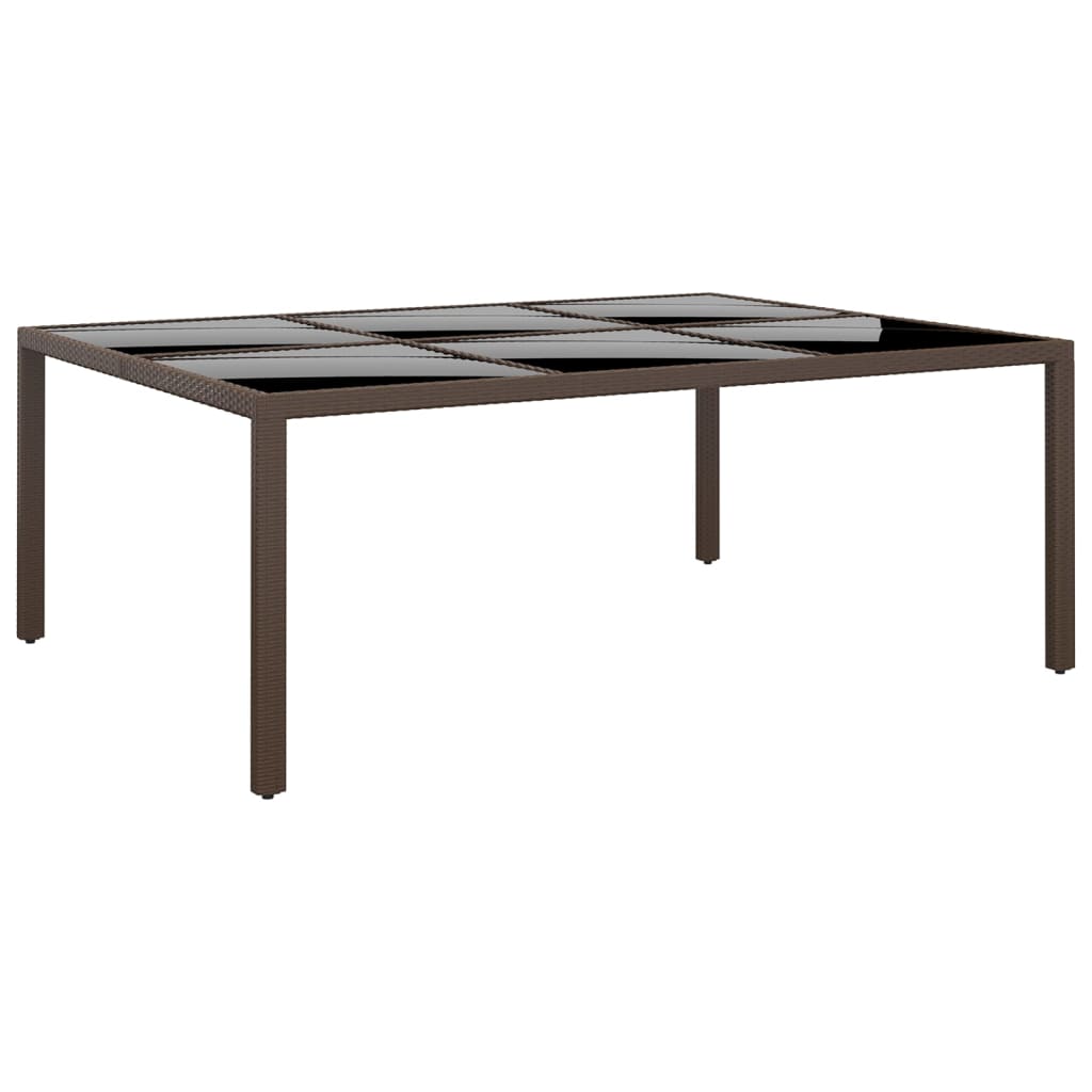 HKH Mesa de Jardim C/ Tampo de Vidro 200x150x75 Cm Vime Castanho - Marrom