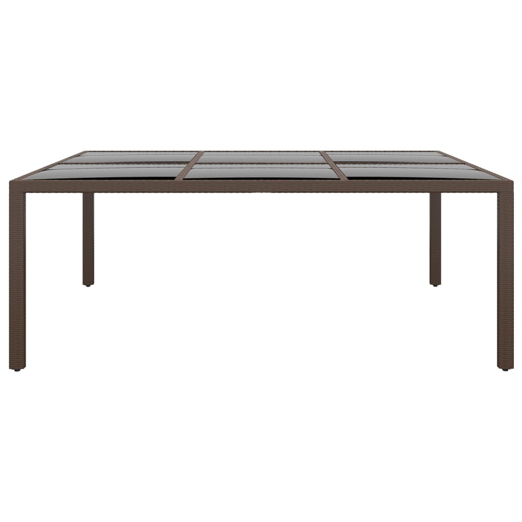 HKH Mesa de Jardim C/ Tampo de Vidro 200x150x75 Cm Vime Castanho - Marrom