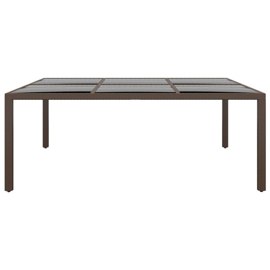 HKH Mesa de Jardim C/ Tampo de Vidro 200x150x75 Cm Vime Castanho - Marrom