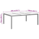 HKH Mesa de Jardim C/ Tampo de Vidro 200x150x75 Cm Vime Castanho - Marrom