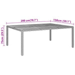 HKH Mesa Jardim 200x150x75 Cm Madeira de Acácia e Vime Pe - Cinzento
