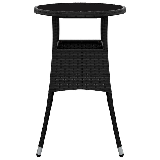 HKH Mesa de Jardim Ã˜60x75 Cm Vidro Temperado e Vime Pe - Preto