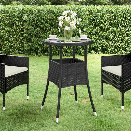 HKH Mesa de Jardim Ã˜60x75 Cm Vidro Temperado e Vime Pe - Preto