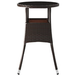HKH Mesa de Jardín Ø60x75 Cm Vidrio Templado y Ratán Pe Marrón - Marrón
