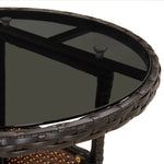 HKH Mesa de Jardín Ø60x75 Cm Vidrio Templado y Ratán Pe Marrón - Marrón