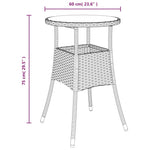 HKH Mesa de Jardim Ã˜60x75 Cm Vidro Temperado e Vime Pe - Cinzento