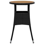 HKH Mesa de Jardín Ø60x75 Cm Madera de Acacia y Mimbre Pe - Negro