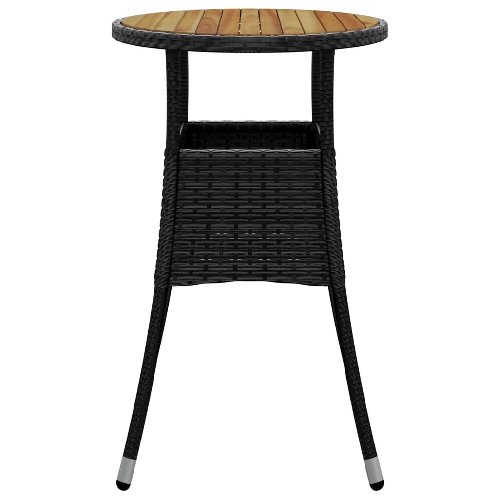 HKH Mesa de Jardín Ø60x75 Cm Madera de Acacia y Mimbre Pe - Negro